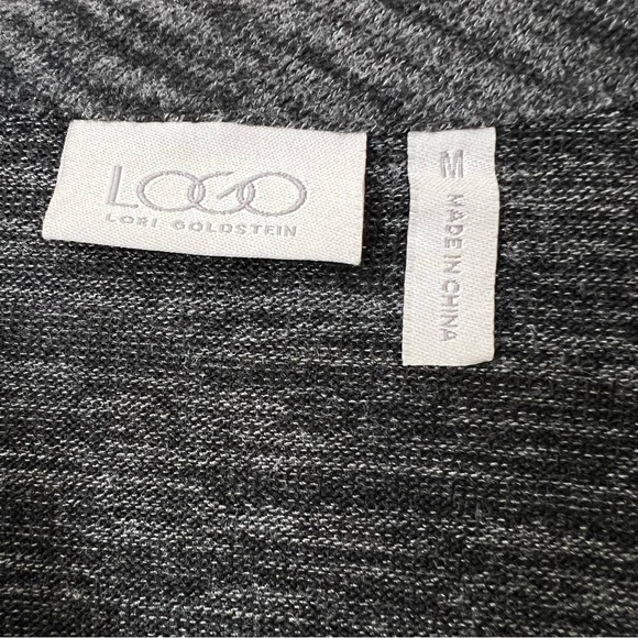 LOGO by Lori Goldstein Zip Front Cardigan M Microfiber Sleeves Shark Bite Hem - Picture 7 of 8
